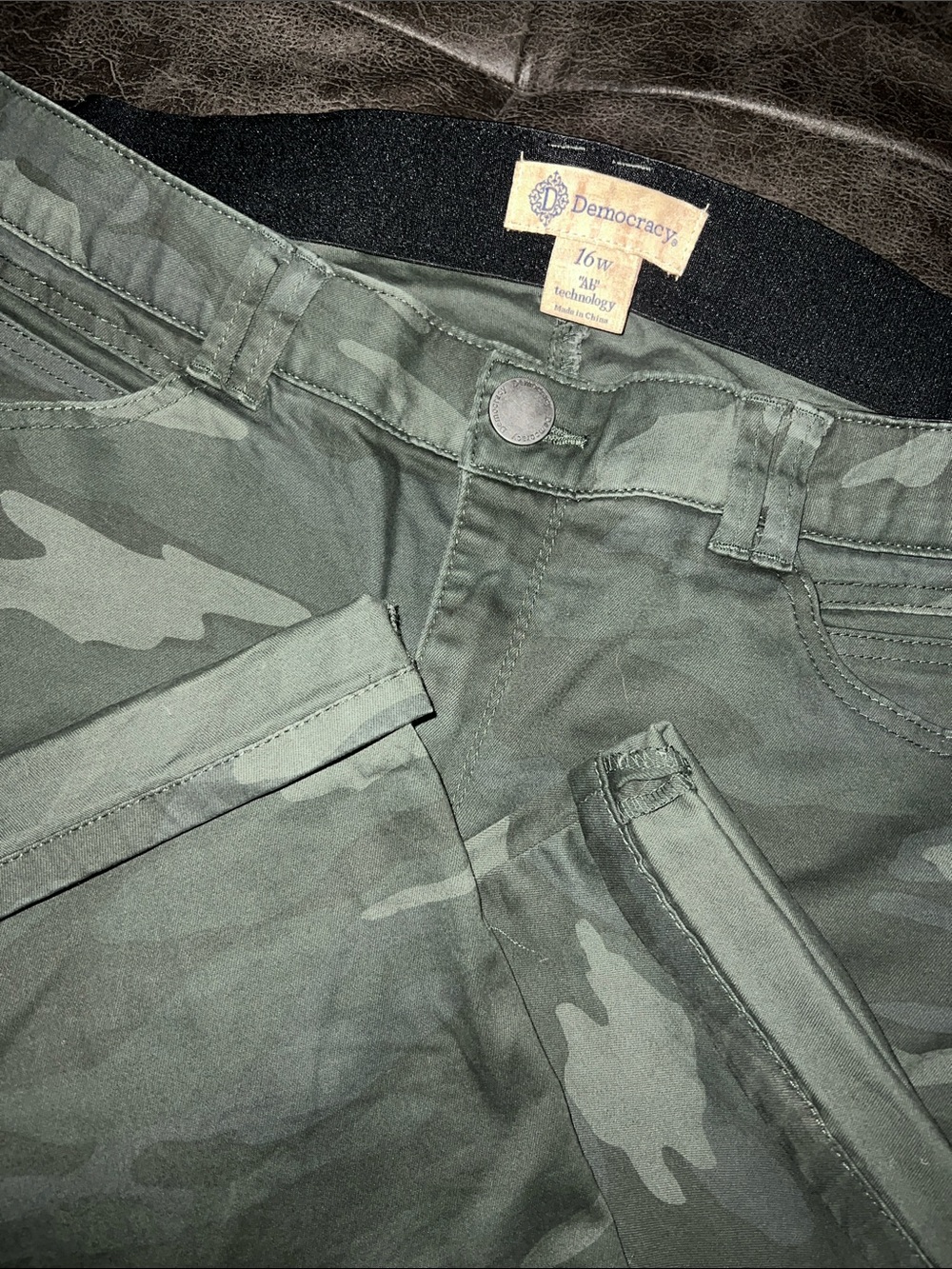 Democracy Olive Camo Straight-Leg Pants - Picture 2 of 5